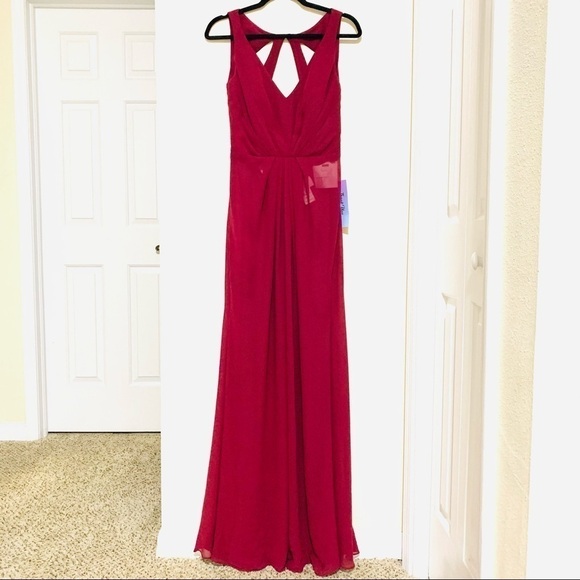 HAYLEY PAIGE OCCASIONS chiffon burgundy maxi 6 - Picture 3 of 11